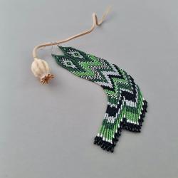 kolczyki indiańskie,etno,bardzo długie,zielone - Kolczyki - Biżuteria