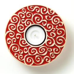 lampion czerwony,świecznik,ceramika,rękodzieło - Ceramika i szkło - Wyposażenie wnętrz